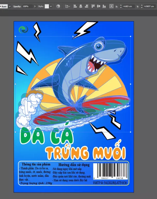 thiết kế tem da cá trứng muối