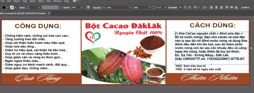 in tem nhãn bột cacao giá rẻ