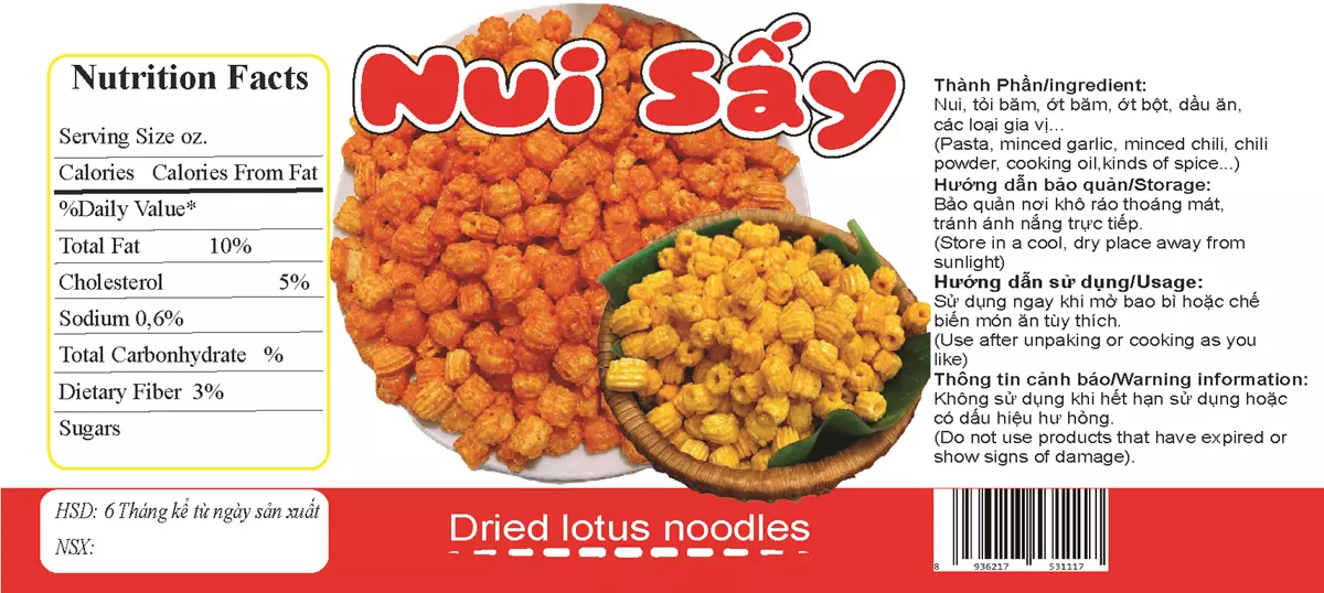In Tem Nhãn Nui Sấy Giòn Giá Rẻ Mẫu 1 | Decal Dán Hộp Snack 16 In Tem Nhãn Nui Sấy Giòn Giá Rẻ