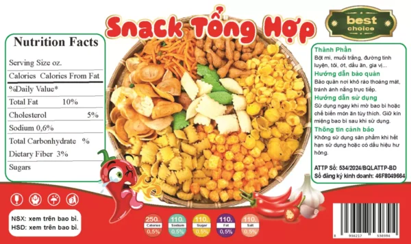 In Tem Nhãn Đồ Ăn Vặt Snack Tổng Hợp
