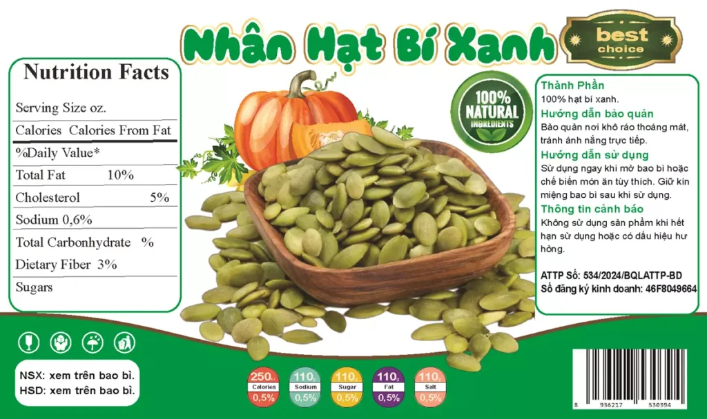 In Tem Nhãn Nhân Hạt Bí Xanh