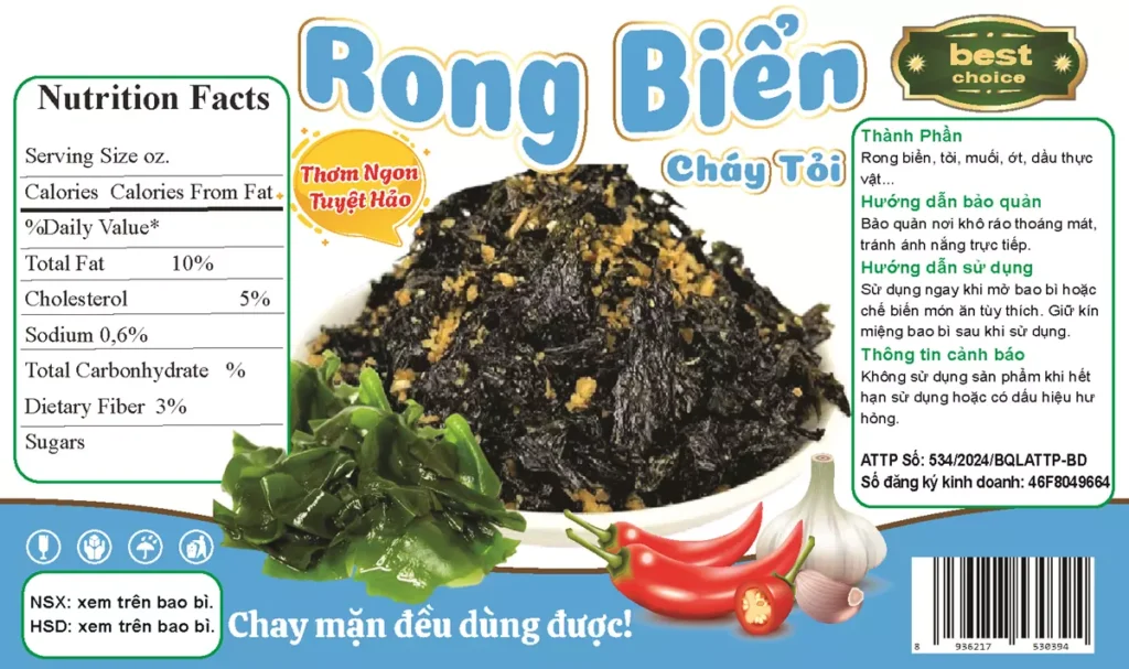 In Tem Nhãn Rong Biển Cháy Tỏi