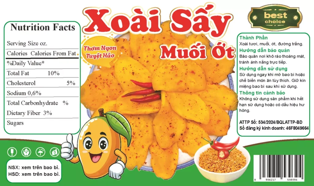 In Tem Xoài Sấy Dẻo Giá Rẻ