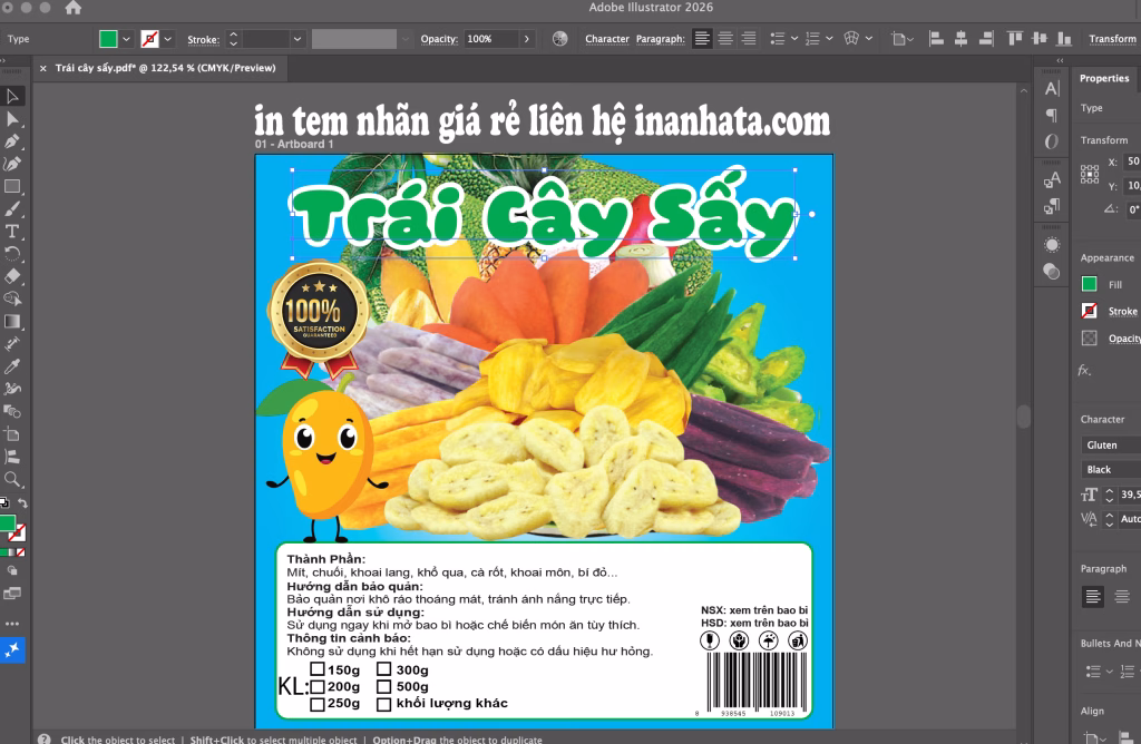 In Tem Nhãn Giá Rẻ Tem Trái Cây Sấy - Chuyên Nghiệp, Sắc Nét Tại InAnHata.com